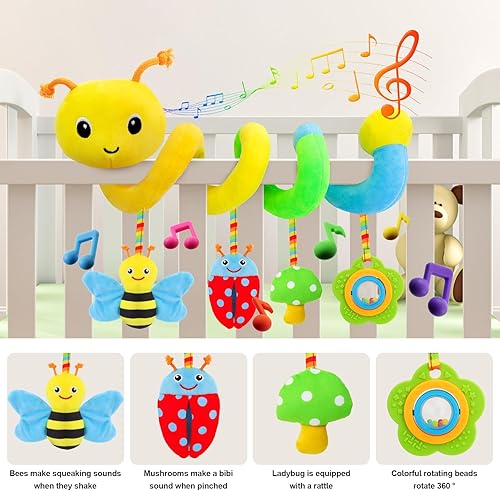 Miniatura 3 de FPVERA Juguetes de asiento de automóvil para bebés de 0 a 6 meses, versión mejorada, asiento de automóvil en espiral y juguete de actividad de