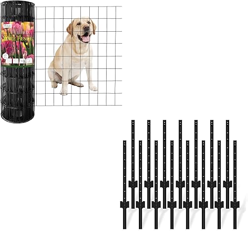 Valla de alambre soldada con revestimiento de PVC negro de 24 pulgadas x 50 pies, 2 pulgadas x 3 pulgadas, paquete 16GA de metal para valla de 3