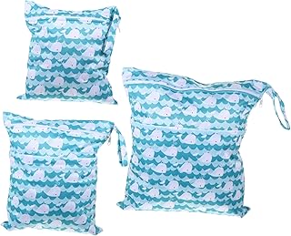 SHOWERORO 3 Pçs Saco De Fraldas Impresso Grande Bolsa De Armazenamento De Fraldas Bolso Seco Molhado Fralda Bolso Molhado Saco De Fraldas Berçário Saco De Armazenamento De Fraldas Saco