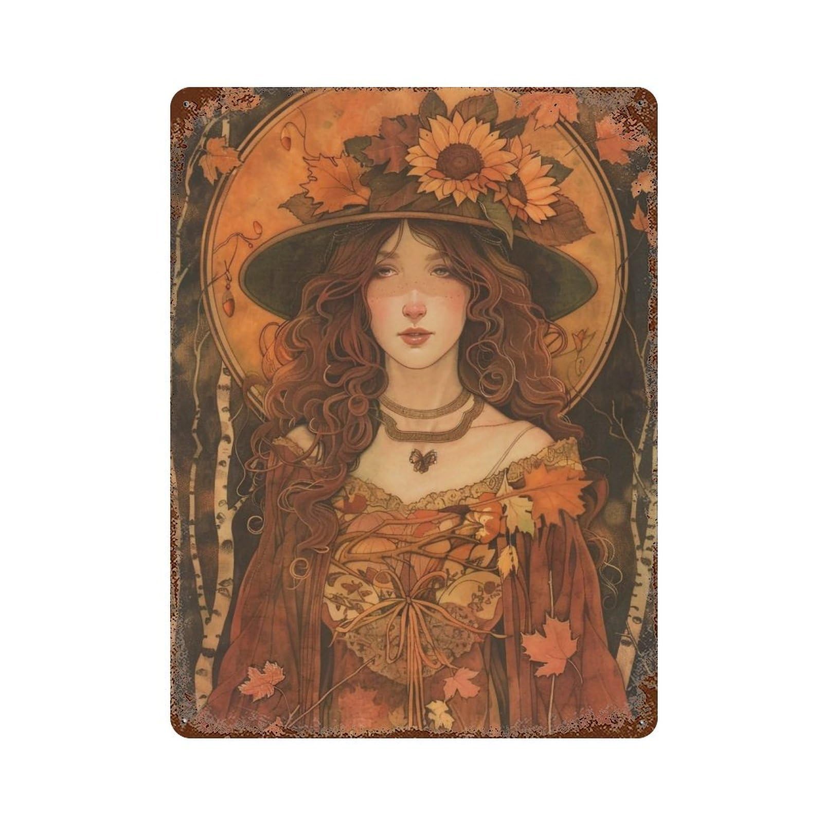 HDURYEYRYY Autumn Goddess 04 Wall Retro Iron Vintage Art Metal Tin Sign Poster Modern Home Cofffee Club Art Bar Shop Decor 40x30cm