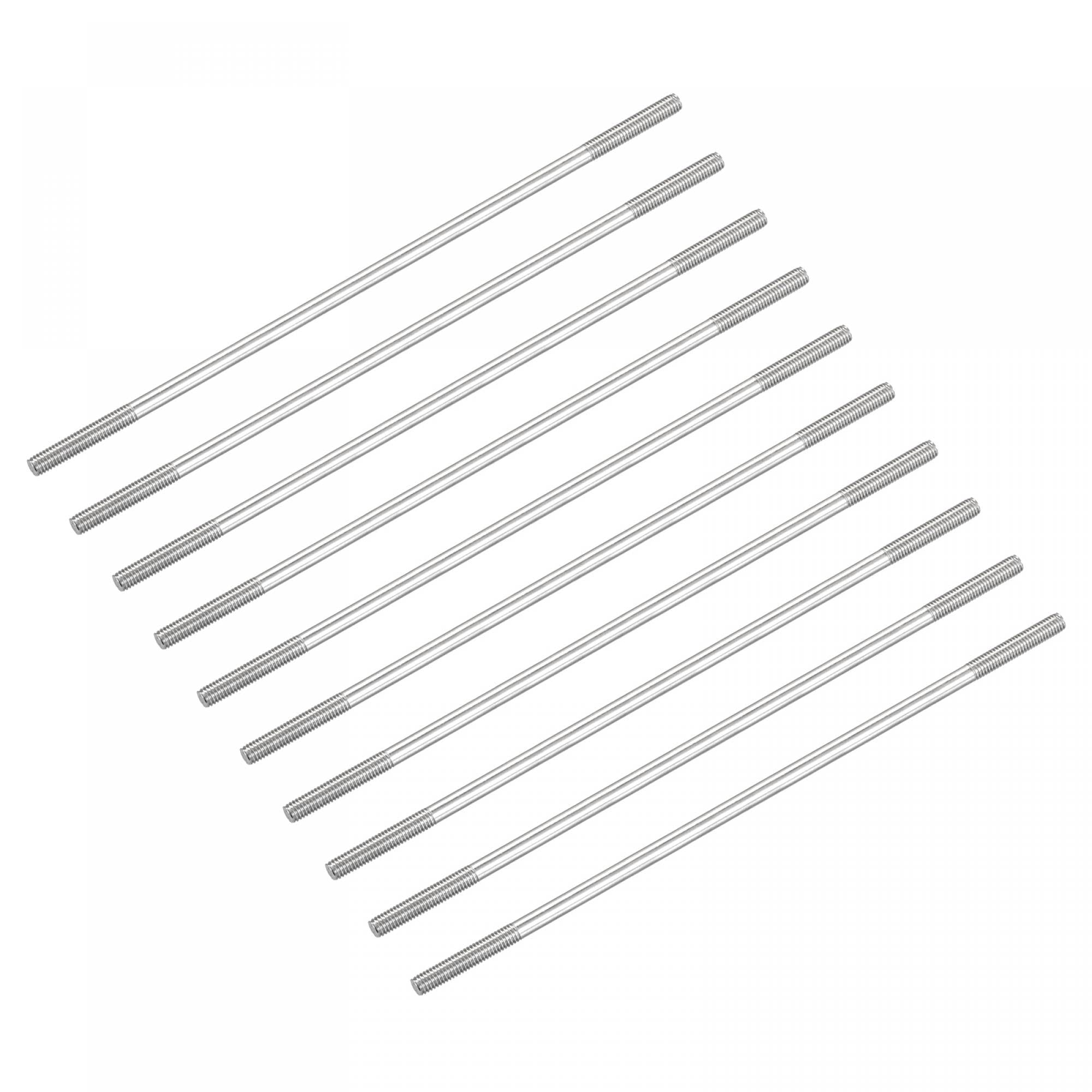 sourcing map Double Ended Stud Screws (M6 Thread 140mm Length) 10pcs, 304 Stainless Steel Dual Threaded Rod Bolts - for House Maintenance
