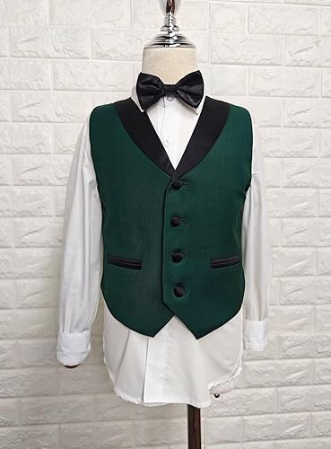 Miniatura 6 de Conjunto de traje de 3 piezas para niños, ajustado, traje de fiesta, boda, formal, esmoquin (blazer+pantalón+chaleco)