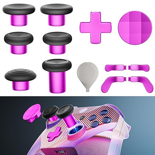 14-in-1 Controller Accessories Kit Compatible with Xbox Elite Series 2, 6 Premium Metal Thumbsticks, Swap Joysticks, 4 Interchangeable Paddles, 2 D-Pads, 1 Tool & 1 Storage Bag (Magenta) - Magenta