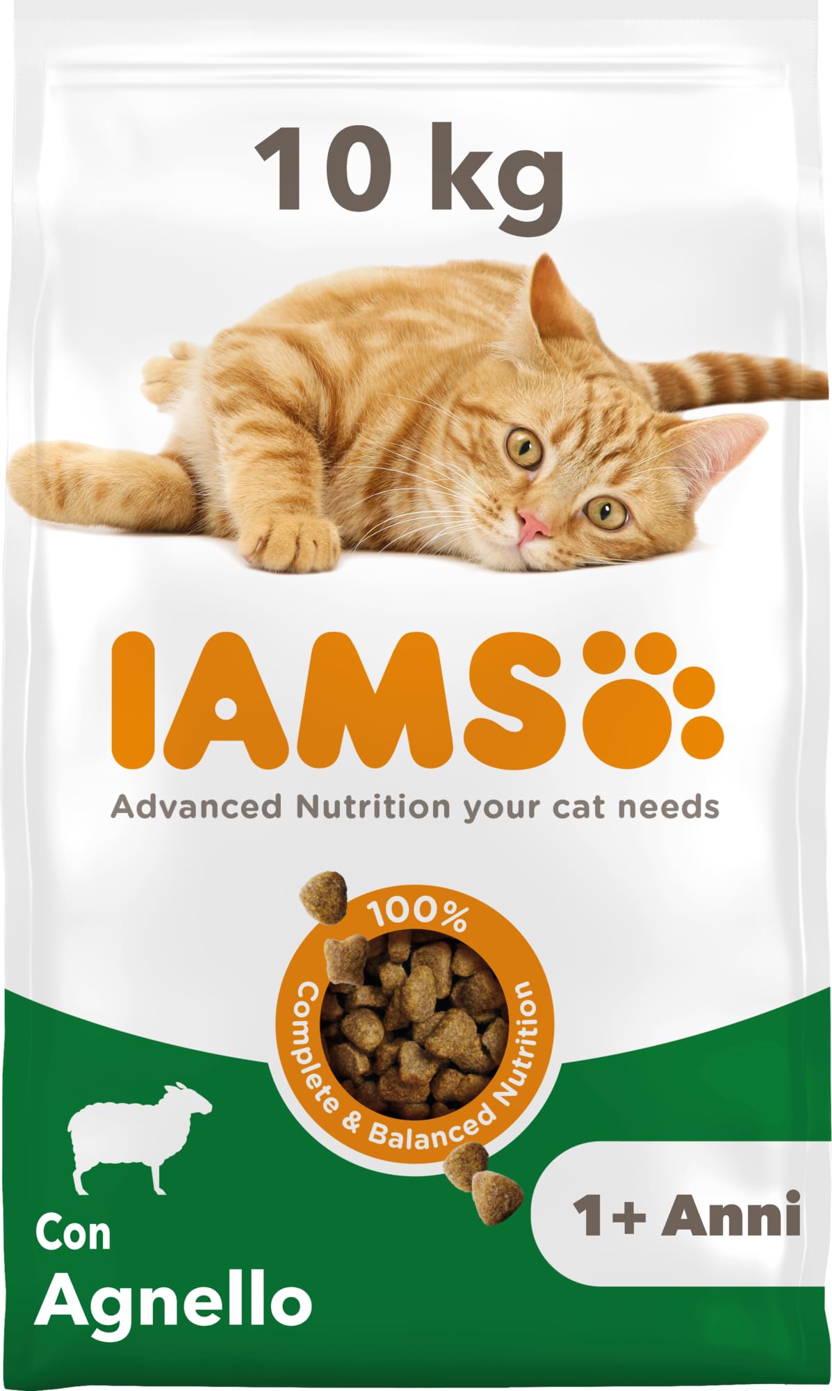 IAMS Cibo secco per gatti con agnello - Cibo secco per gatti da 1-6 anni, 10 kg