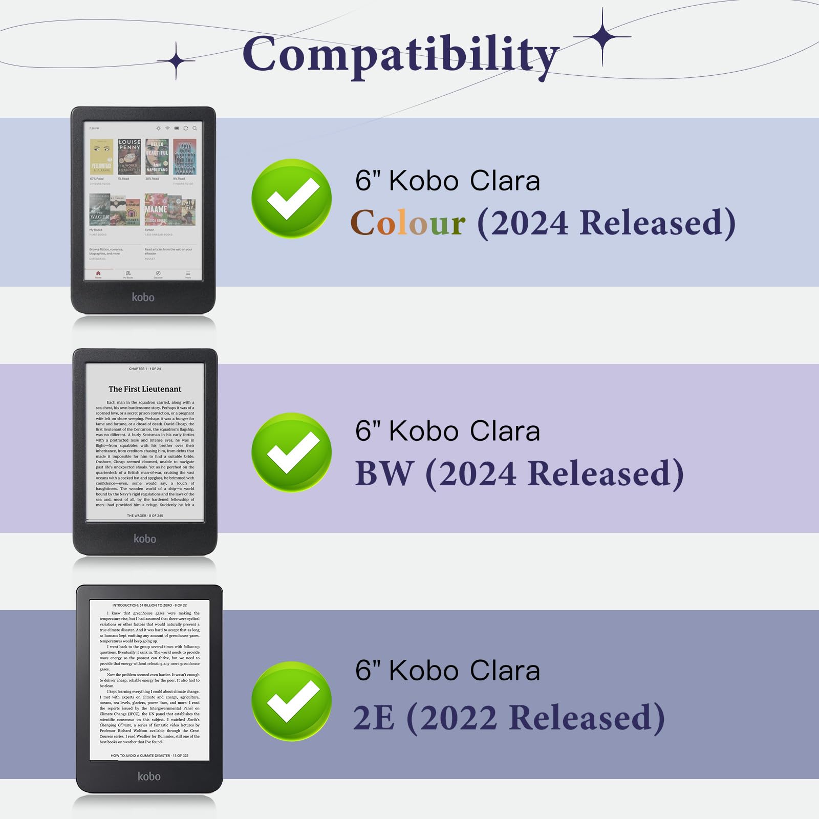 MoKo Case dla Tolino Shine Color/Shine 5(2024)/4(2022) Kobo Clara Colour/BW/2E, PU Cover z Auto-Awakening/Sleep, Slot, Pasek i Podpórka, Nocny Niebieski