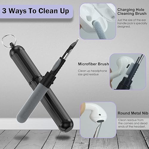 Miniatura 7 de Lopnord Funda para Airpods Pro con tapa de bloqueo, kit de limpieza multifunción con cepillo suave esponja flocado para Airpods Pro 1 2 3 Bluetooth