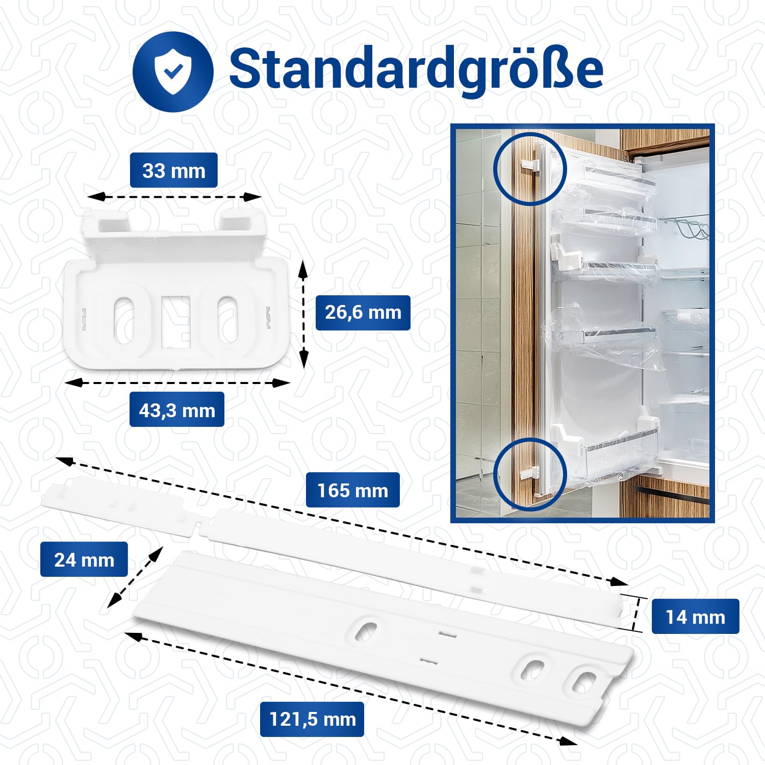 Zestaw do montażu zawiasów VIOKS do drzwi przesuwnych, zamiennik dla Bauknecht Whirlpool Ignis 481231019131 Indesit C00312150, zawias do lodówki - zestaw do montażu drzwi przesuwnych w kolorze białym