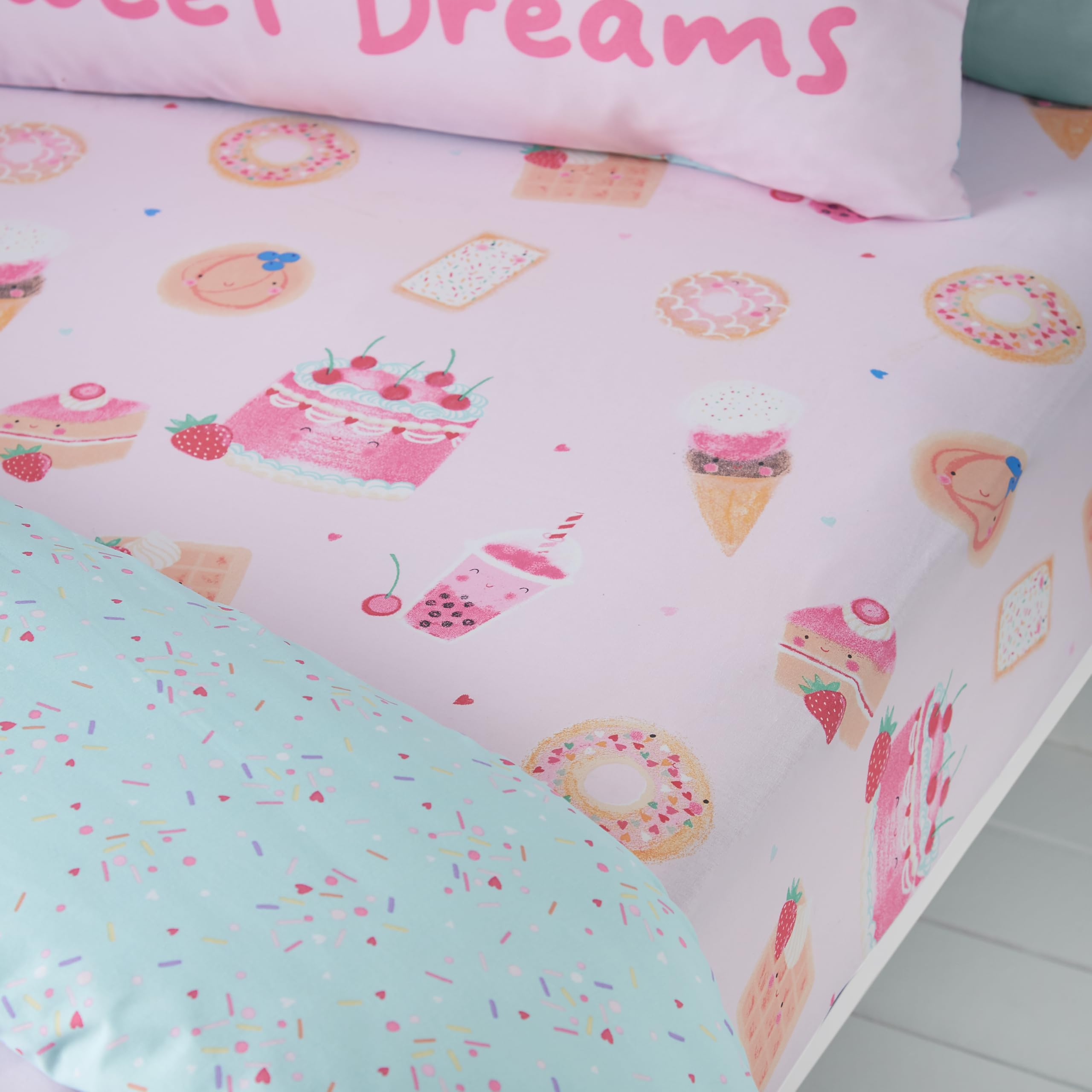 Catherine Lansfield Sweet Treats Double Fitted Sheet Pink