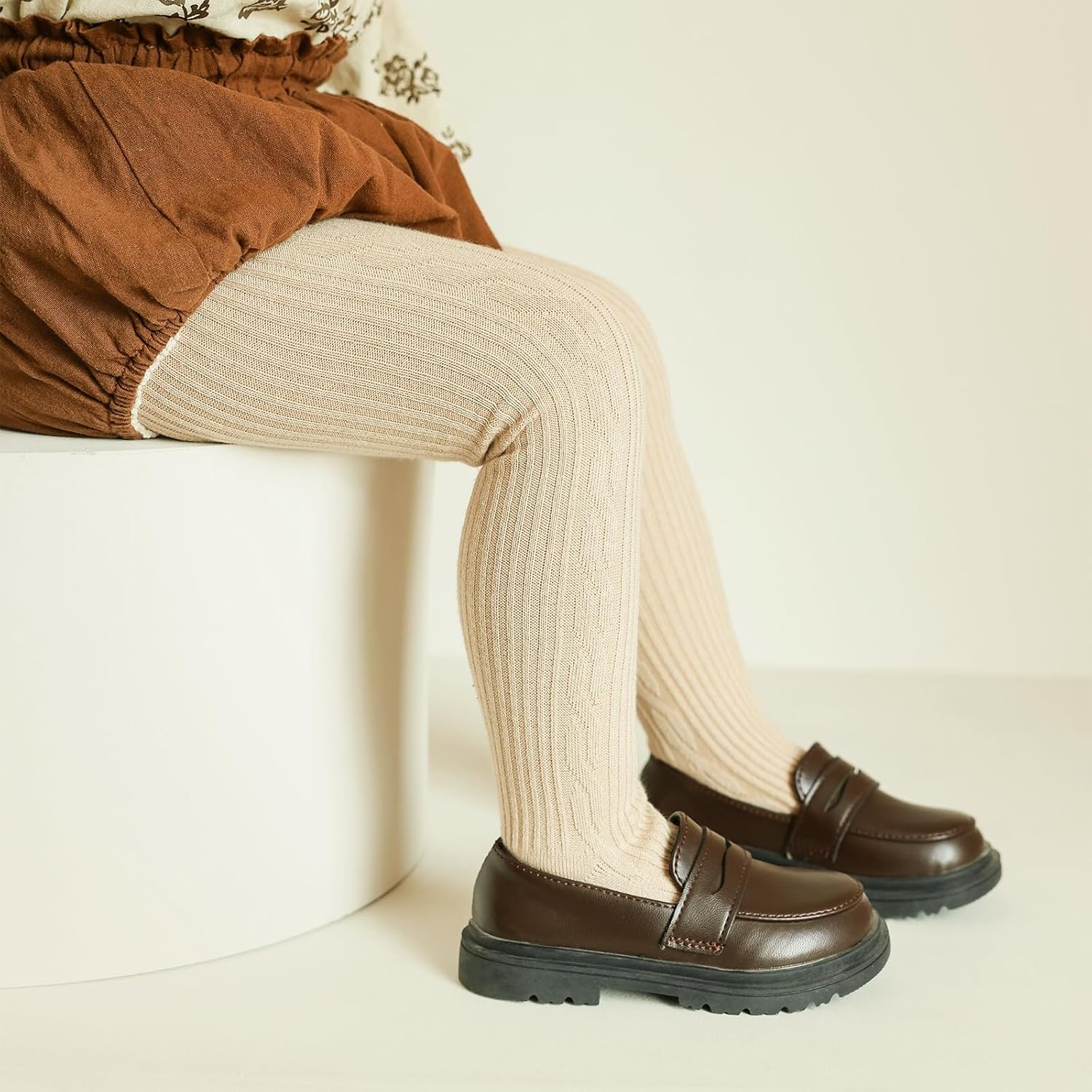 Meeshine 5 Pack Baby Girls Cable Knit Tights Toddler Cotton Footed Leggings Winter Warm Pantyhose Stockings Ribbed for 1-8Y - Image 5