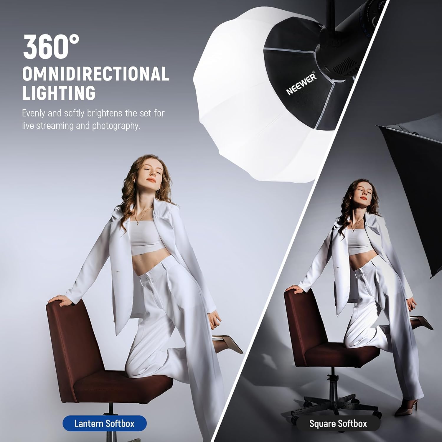 NEEWER Basics latarnia Softbox, 26", szybkozłączka, dyfuzor światła 360°, uchwyt Bowens Mount nylon, miękkie pudełko do ciągłego światła LED, do studia fotograficznego, nagrywania wideo, streamingu