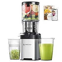 AMZCHEF Estrattore Frutta e Verdura 136mm, 1.8L Centrifuga Lenta 180W, Doppia Coclea in Acciaio Inox, Facile da Montare e Pulire, per Succo, Smoothie, Frullato