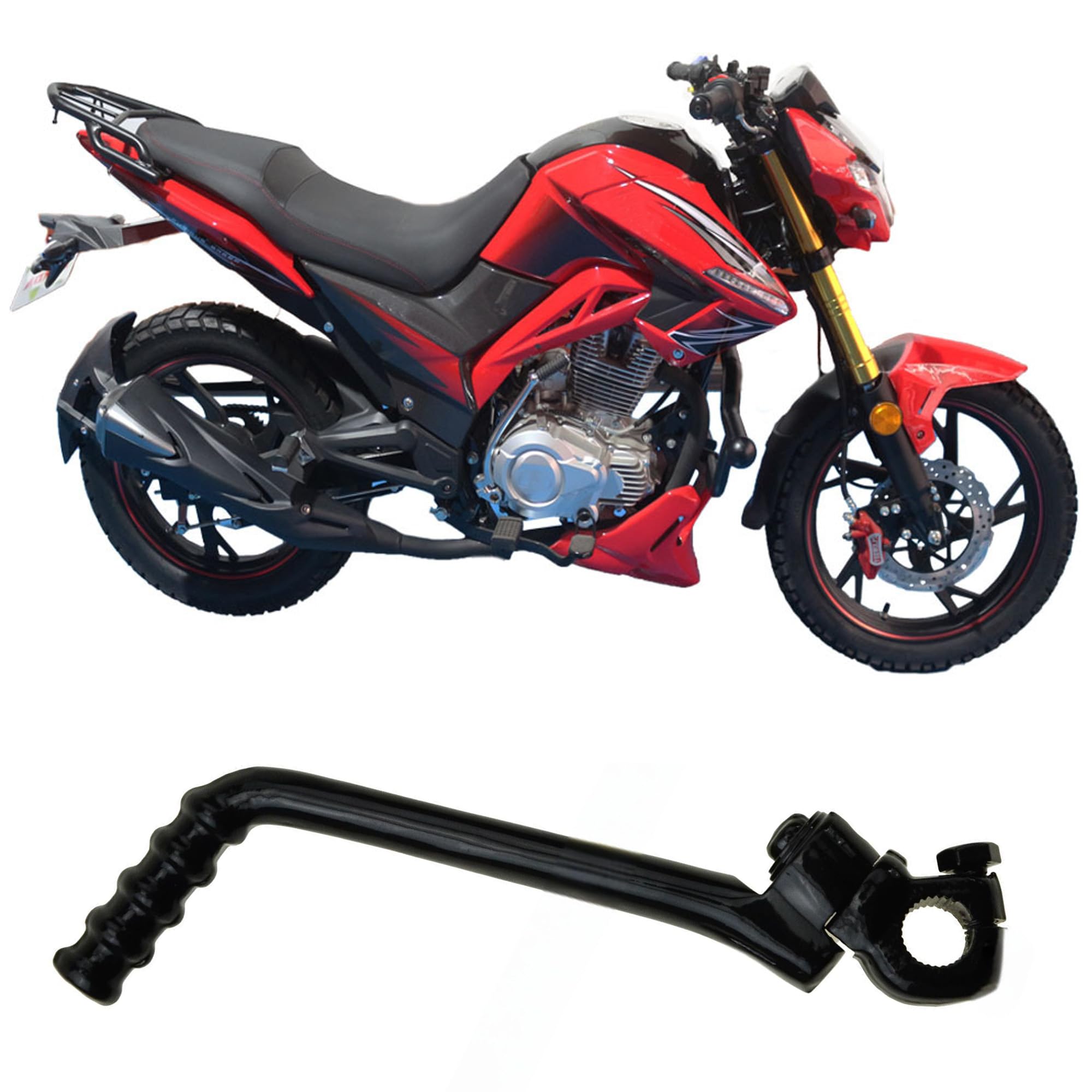 Leva del pedale di avviamento regolabile da 16 mm per moto da cross da 140 cc, 150 cc, 160 cc, 200 cc, 250 cc, in acciaio inox nero (16 mm)