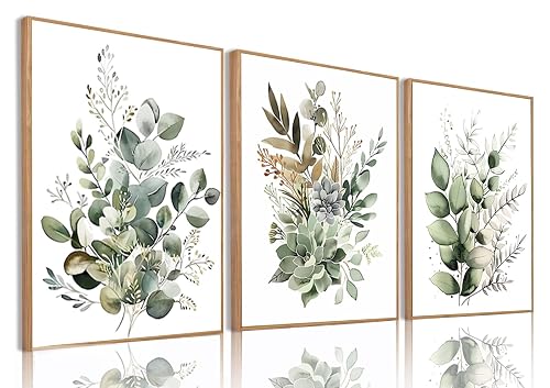 Sage Green Botanical Framed Wall Art Set of 3, 12x16