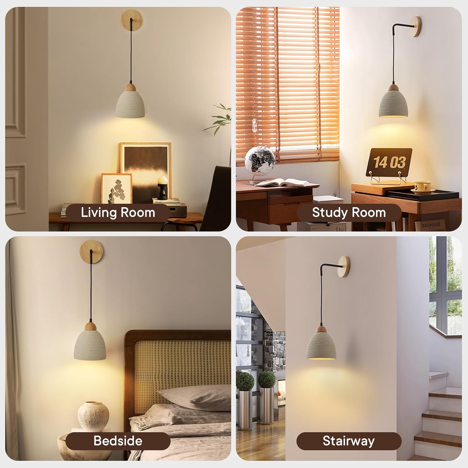 Modern Wall Sconce Industrial Concrete Lmapshade Hanging Wall Lamp Vintage Farmhouse Adjustable Cable Cement Wall Mount Light for Hallway, Bedroom, Living Room, Corridor