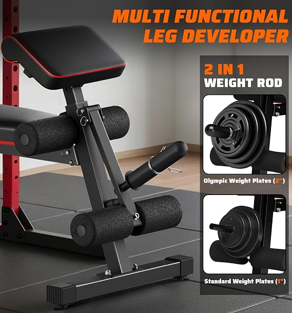 Adjustable Weight Bench with Leg Extension and Preacher Curl Pad, 800lbs Workout Bench for Home Gym, Flat Incline Decline Bench Press for Home Workout Weight Training