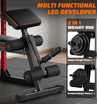 Adjustable Weight Bench with Leg Extension and Preacher Curl Pad, 800lbs Workout Bench for Home Gym, Flat Incline Decline Bench Press for Home Workout Weight Training