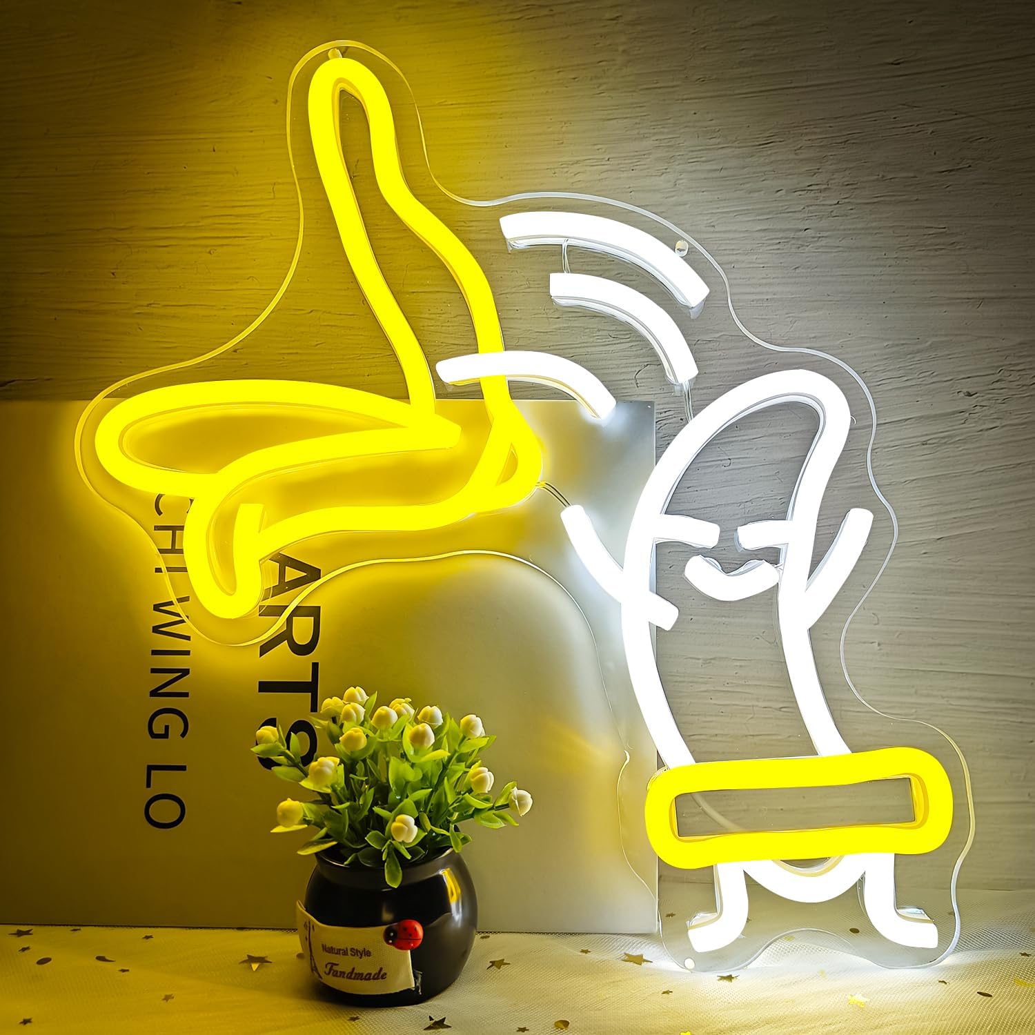 Banana Neon Sign Dancing Banana Led Sign Dimmable Funny Bannana Led Wall Art Cool Neon Lights for Bedroom Banana Theme Birthday Party Decor