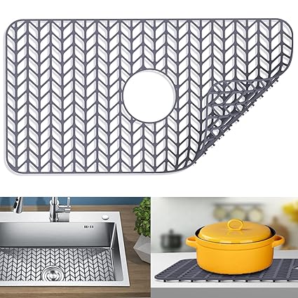 JIUBAR farmhouse kitchen sink mat,sink protectors for kitchen sink,silicone sink mat, Protector for Kitchen Bottom of Farmhouse, Stainless Steel Porcelain Sink for Center Drain (26