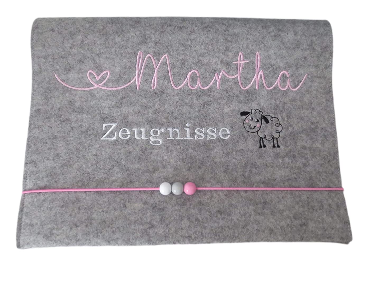 Zeugnismappe Wollfilz Mappe Zeugnisse DIN A4 Grundschule Schule"Schaf"