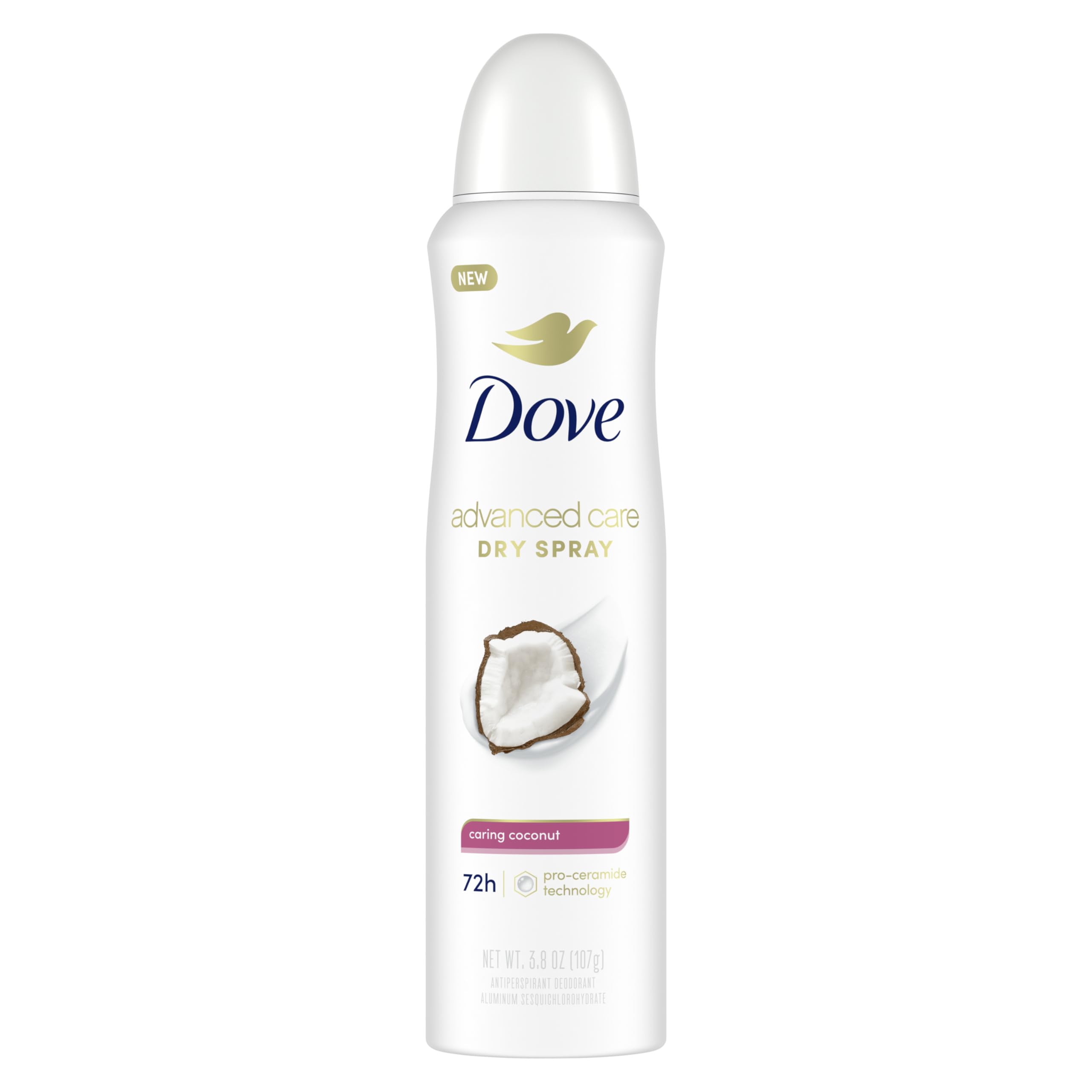 Dove Advanced Care Antiperspirant Deodorant Dry Spray Caring Coconut to help your skin barrier repair after shaving 72hour odor control and all-day sweat protection for soft, resilient underarms 3.8oz