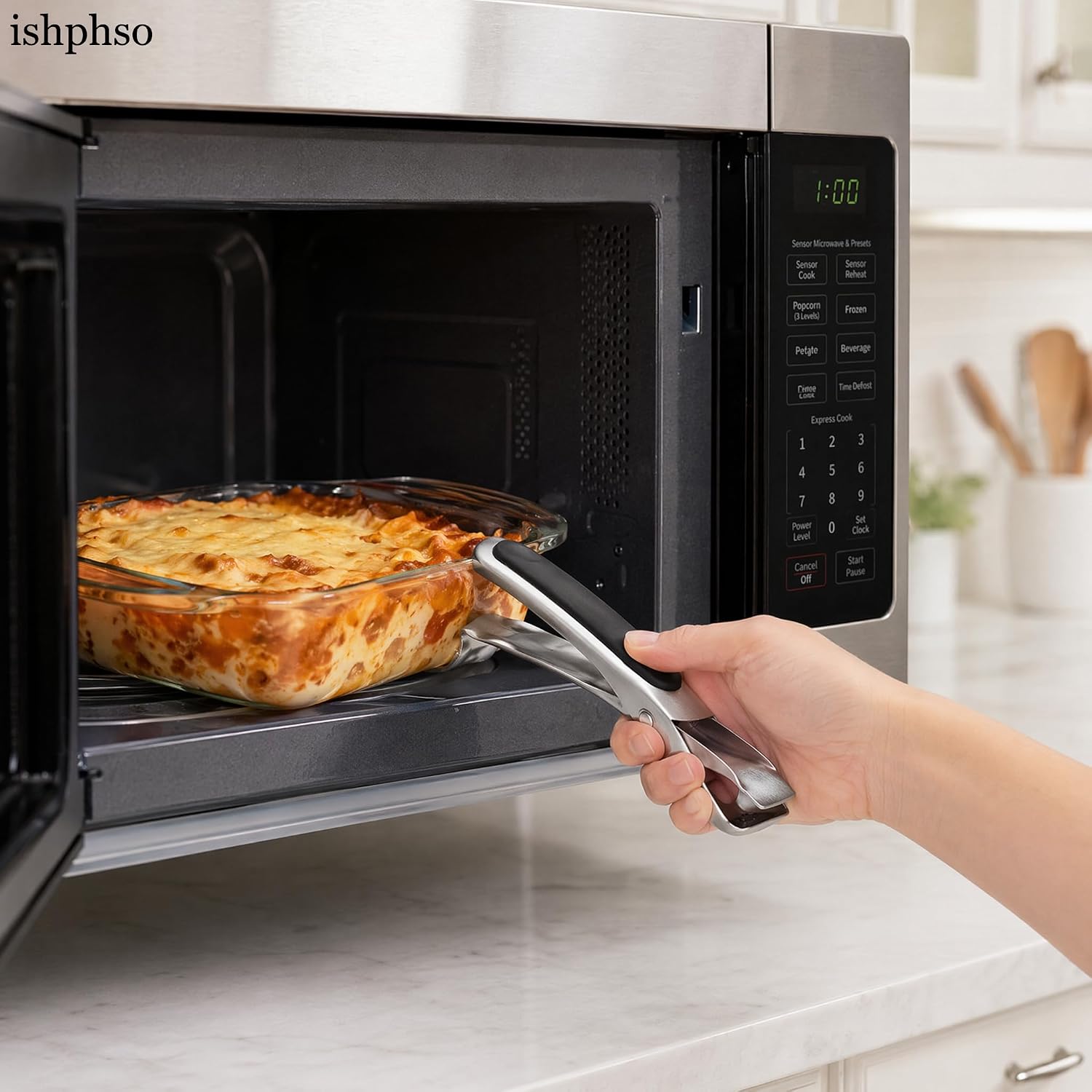 Anti-Slip Plate Gripper Set, Adjustable Stainless Steel Hot Dish Clip, Oven & Microwave Safe for Home Kitchen