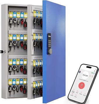 WeHere 192-Key Smart Key Lock Box, Wall-Mount Key Cabinet with Key Management AppTrack Key Borrow/Return, Keypad, Bluetooth & WiFi Unlock Sold Separately for Commercial, School, Rental, Office