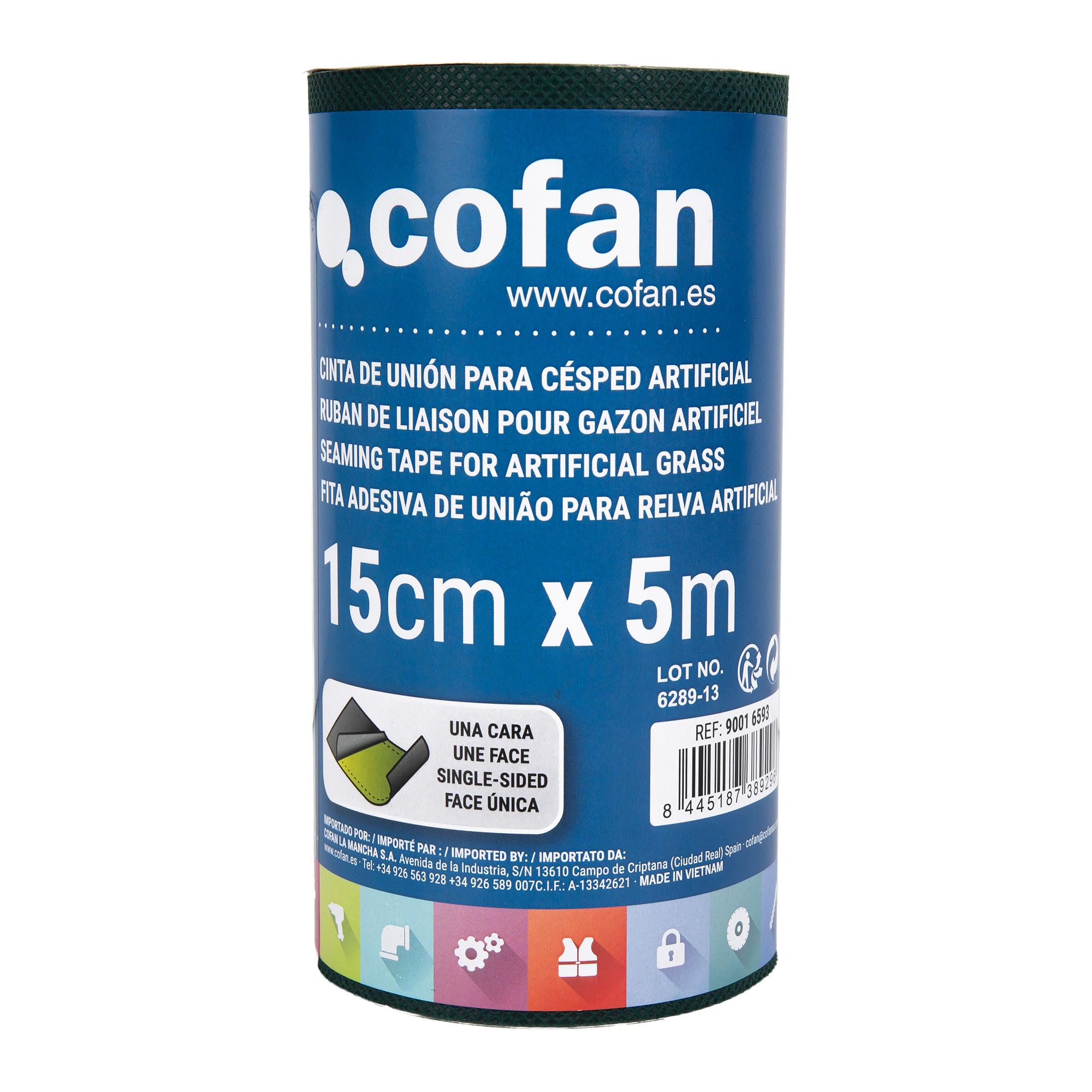 Cofan Cinta Adhesiva de una cara para unir Césped Artificial | Unión Duradera y Resistente al Exterior | Dos Medidas (15 cm x 10 m)