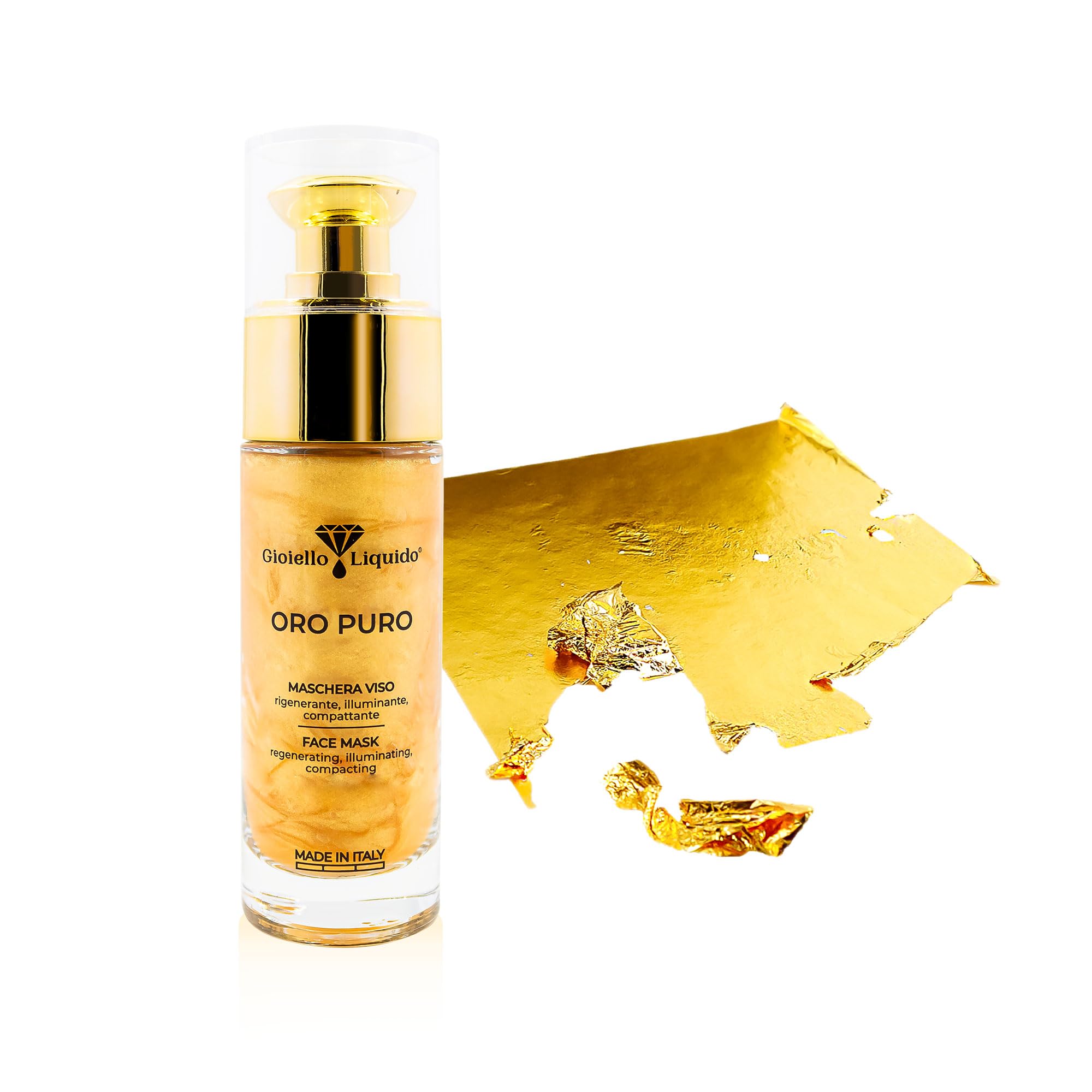 Set Gesichtsmaske aus Gel mit reiner Hyaluronsäure und kolloidalem Gold + Blatt 24 Karat Gold zertifiziert (6 Blatt) - Sofortiger Lifting-Effekt, regeneriert die Gesichtszellen - 100% Anti-Age