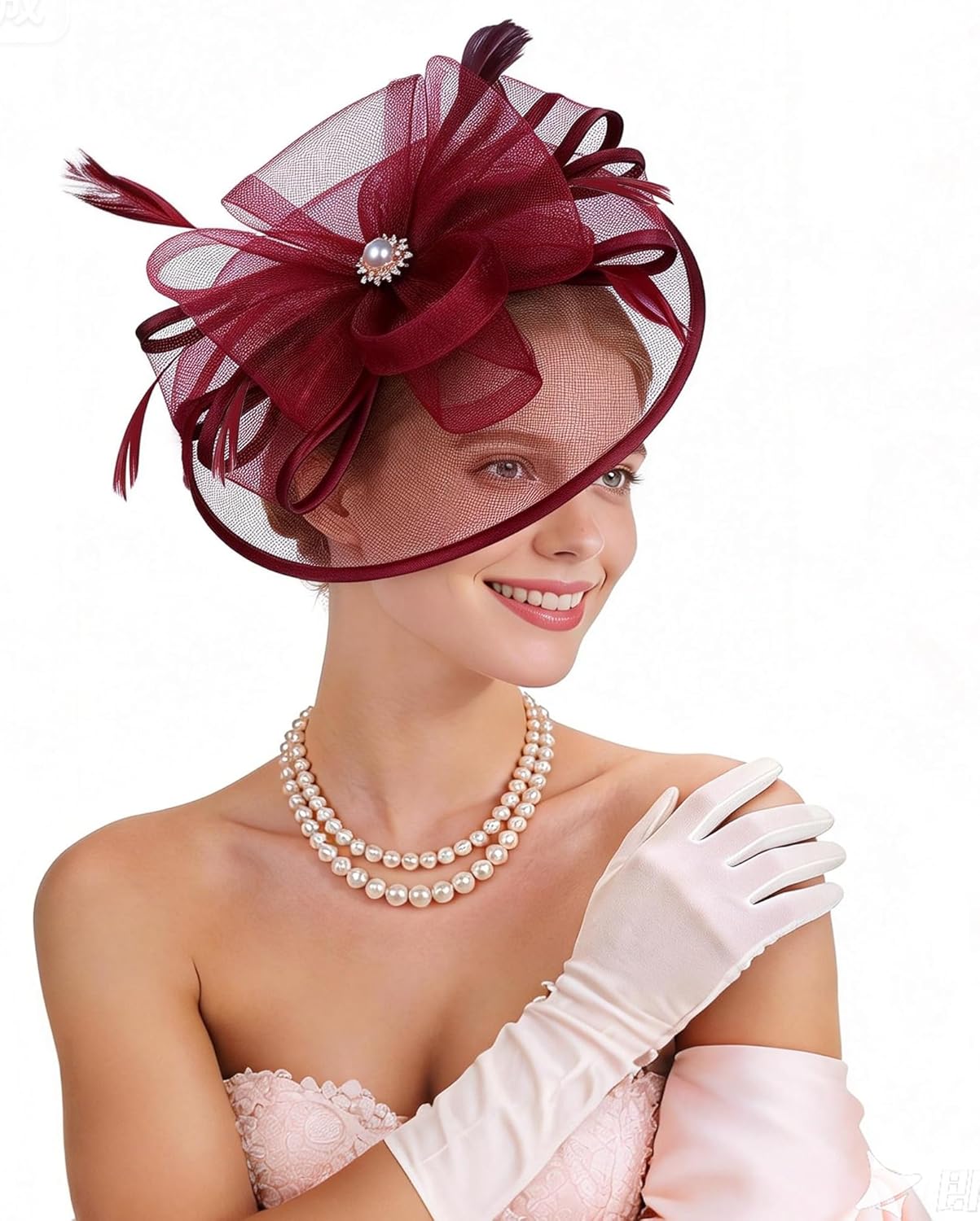 Zinniday Victoria Tea Party Hat - Vintage 1920s 50s Feather Mesh Kentucky Hat 2026 Derby Fascinator for Funeral Church Prom