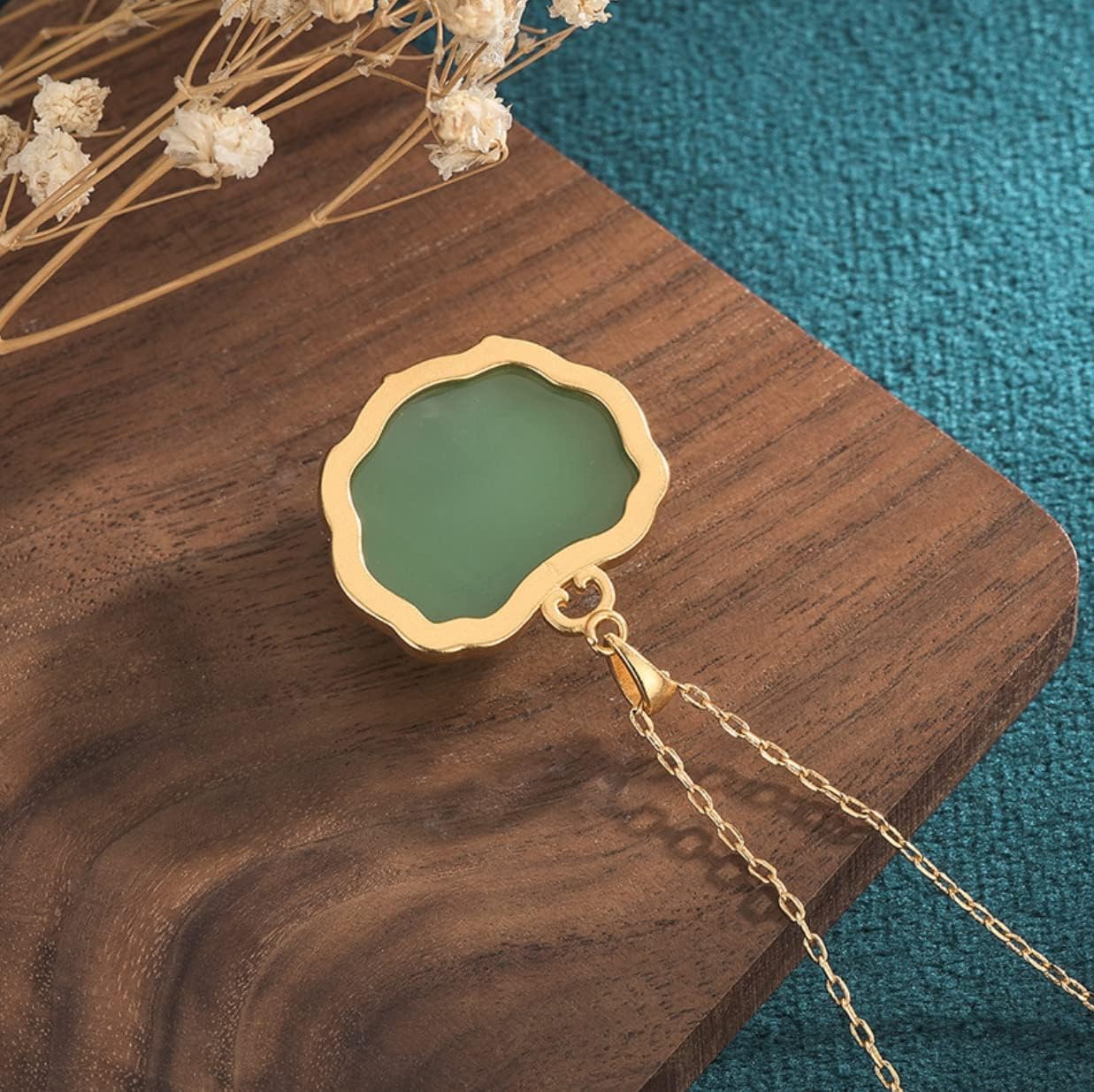 18" Jade Elephant Pendant Necklace Charm 18K Gold Plated Chain Retro Dainty Gemstone Gift For Women, Family, Anniversary, Her, Weddings, Birthdays, Wife, Mother, Mom (Gold) - Image 6