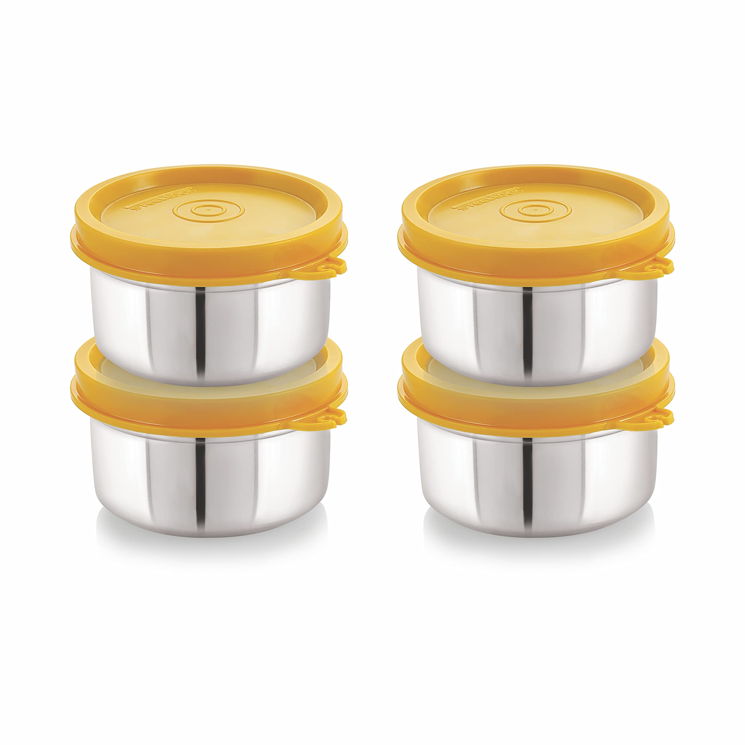 Steellock Flex Stainless Steel Containers Size Deep 150ml x 4 (Yellow)