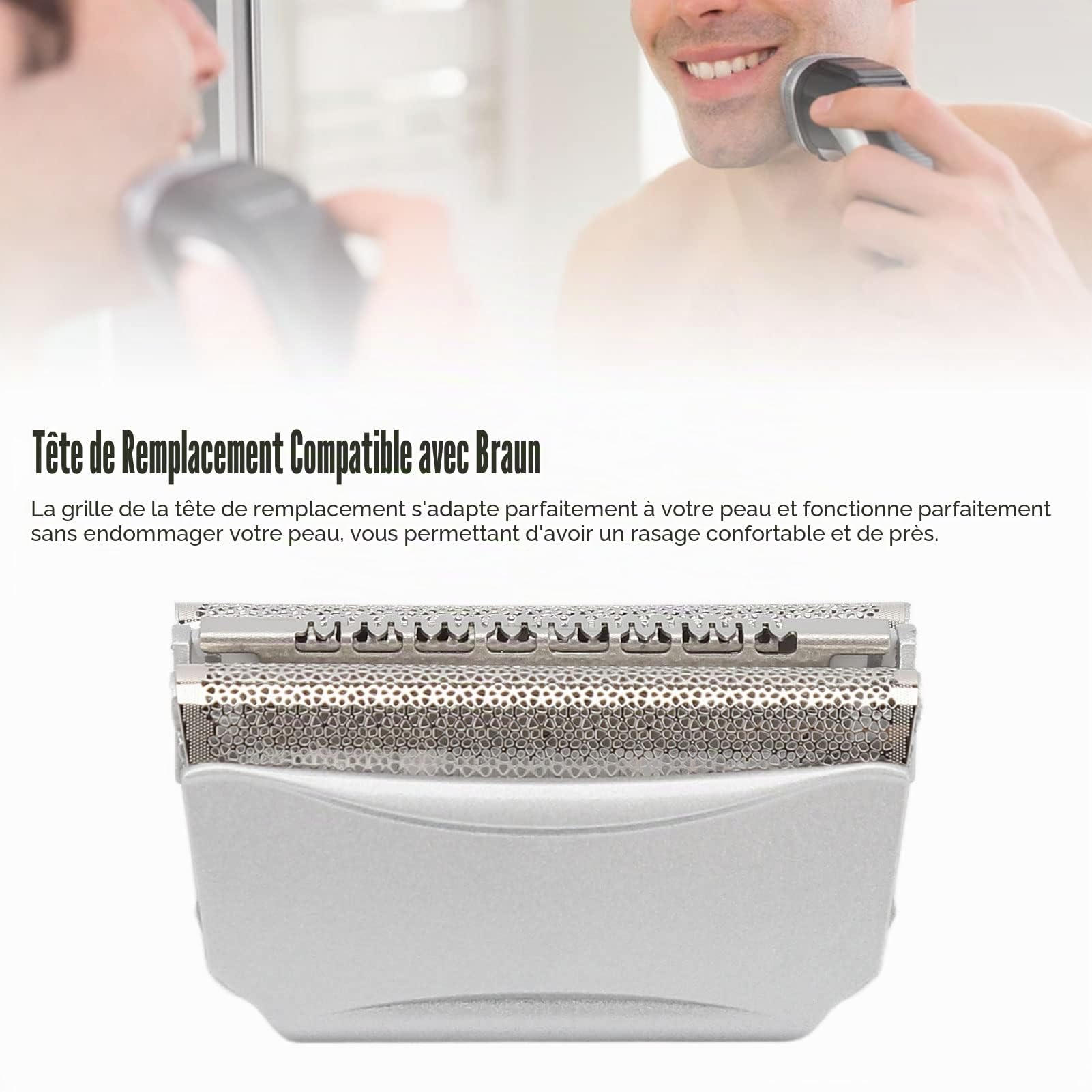 Tête de Rasoir de Rechange pour Série 5, Tête Compatible Large pour Modèles 51S 8000 8985, Grille Rasage de Précision Douce pour la Peau