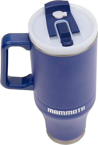 Miniatura 3 de Mammoth Coolers Ascent - Vaso de acero inoxidable aislado al vacío con tapa a prueba de fugas, de 40 onzas, con asa y popote, para agua y café, azul