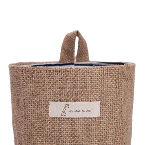 Miniatura 8 de sansheng Paquete de 4 bolsas de almacenamiento colgantes de pared, bolsas de almacenamiento colgantes de algodón y lino, cesta plegable para colgar