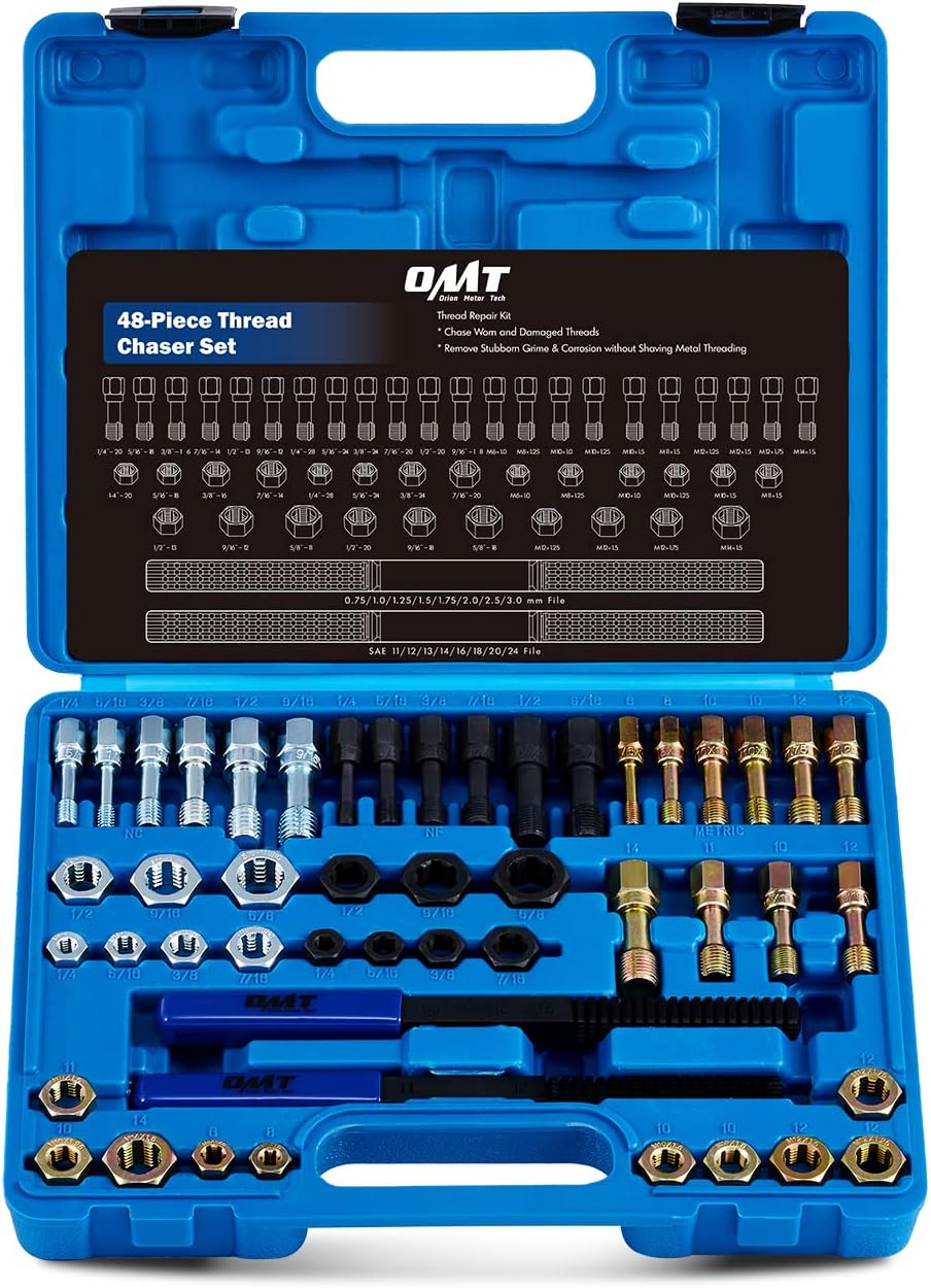 Orion Motor Tech 48 Piece Thread Chaser Set, Metric and SAE Thread