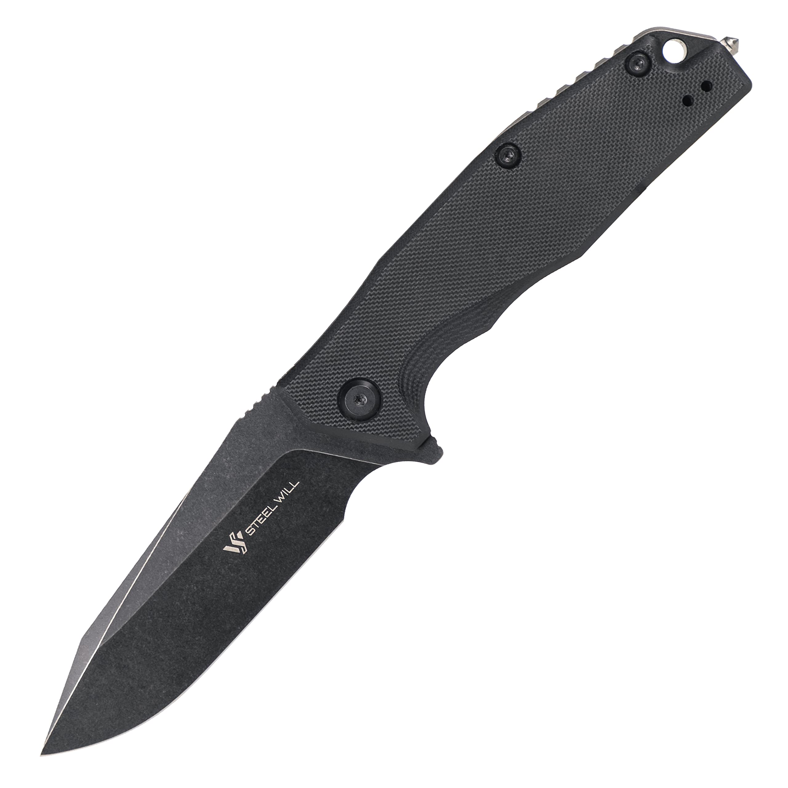 Steel Will Knives Warbot F10 3.5 inch D2 Folding Blade, Liner Lock, G10 Handle (black)