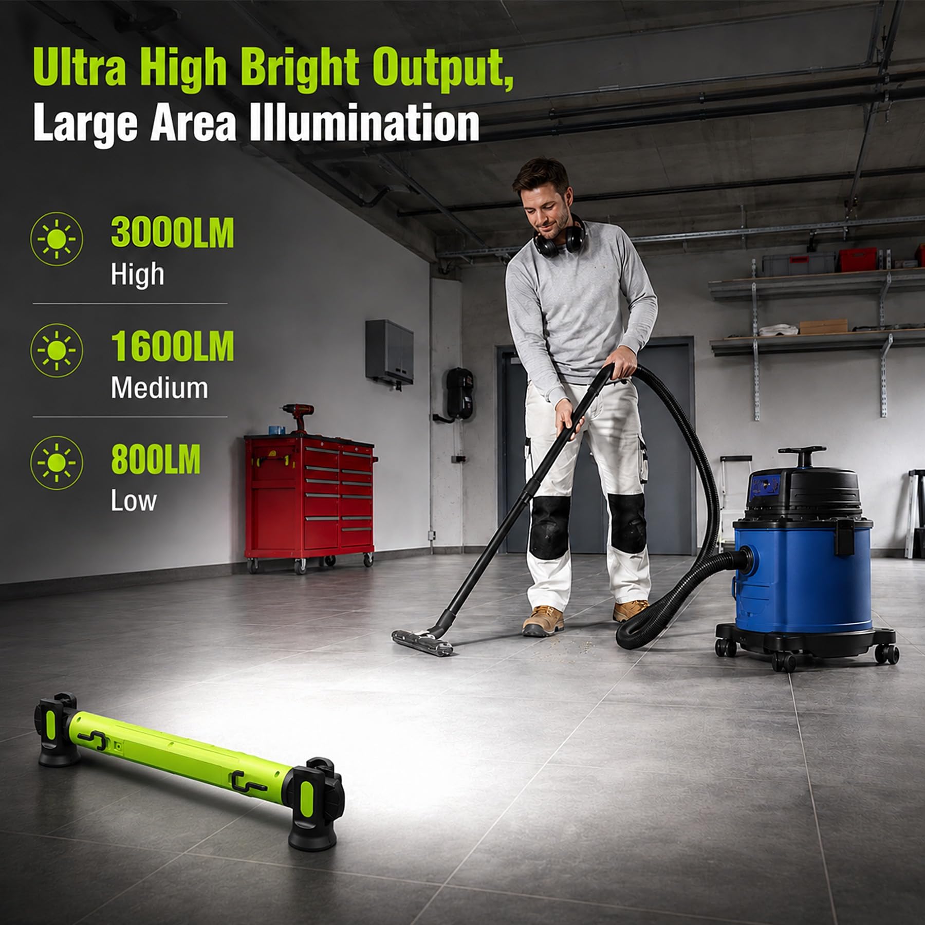 Wiederaufladbare Arbeitsleuchte 3000LM, LED-Inspektionslampe & Taschenlampe mit Zoom