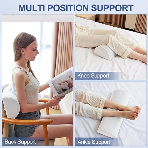 Miniatura 3 de Almohada de rodilla para dormir de espalda, almohada de espuma viscoelástica para piernas, almohada debajo de la rodilla para dormir, almohada de