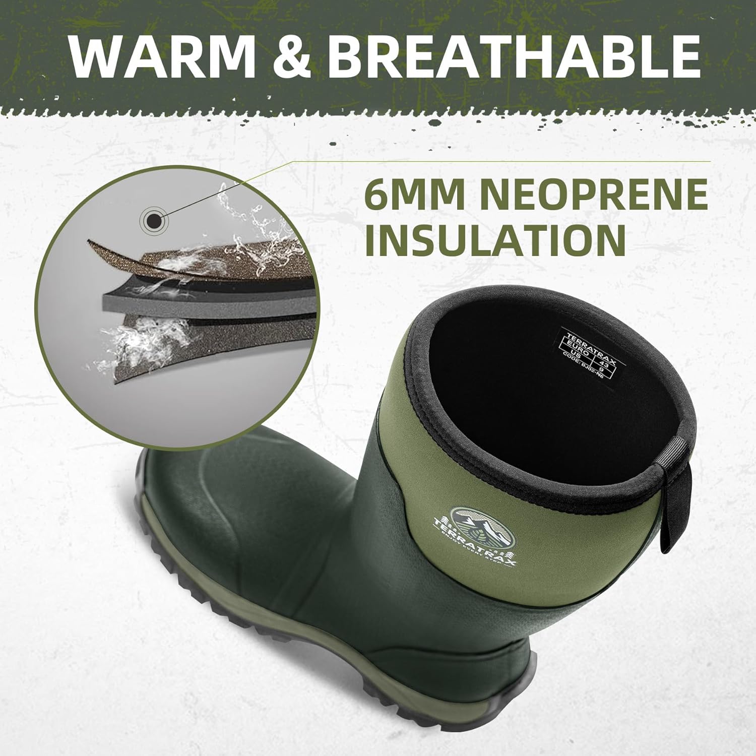 Men's Insulated Rubber Work Boots, 6mm Neoprene Waterproof Muck Mud Boots for Cold Winter & Snow - Reinforced Dual-Sole Heavy Duty Outdoor Farm, Hunting & Slush Chore Shoe - Image 5