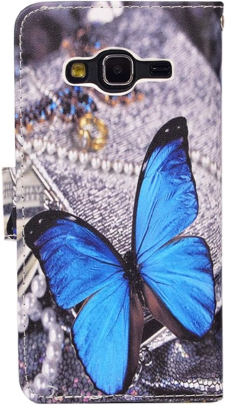 UrSpeedtekLive J3 2016 Case, Galaxy J3 V Case, Premium PU Leather Flip Wallet Case Cover with Card Slots & Stand for Samsung Galaxy J3 (2016),Blue Butterfly