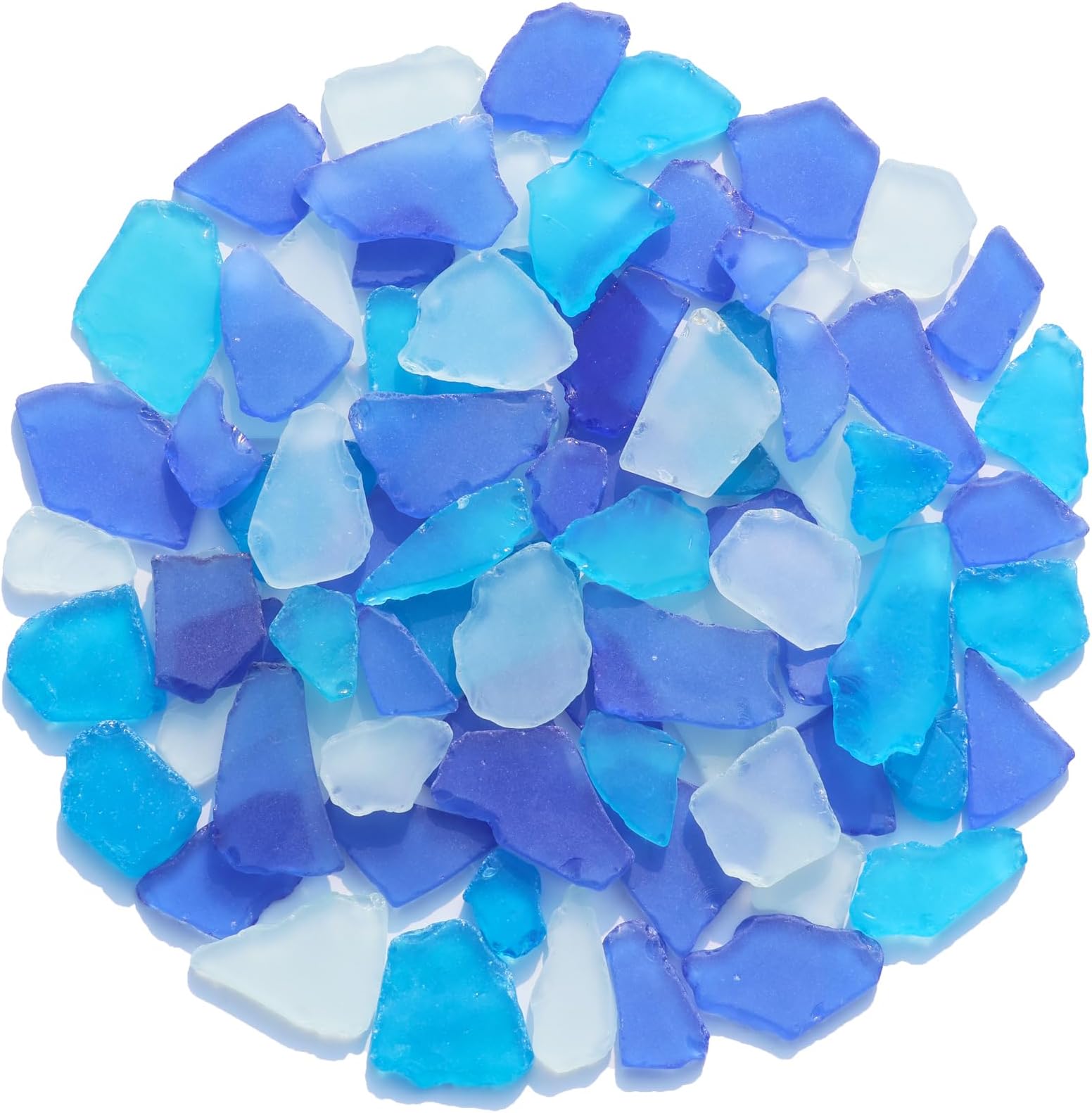 Sea Glass for Crafts - 14oz Frosted Seaglass Pieces - Vase Filler and Aquarium Ornament, DIY Craft Supplies for Art, Beach Weddings, and Home Decor (Cobalt Blue, Aquamarine, White)