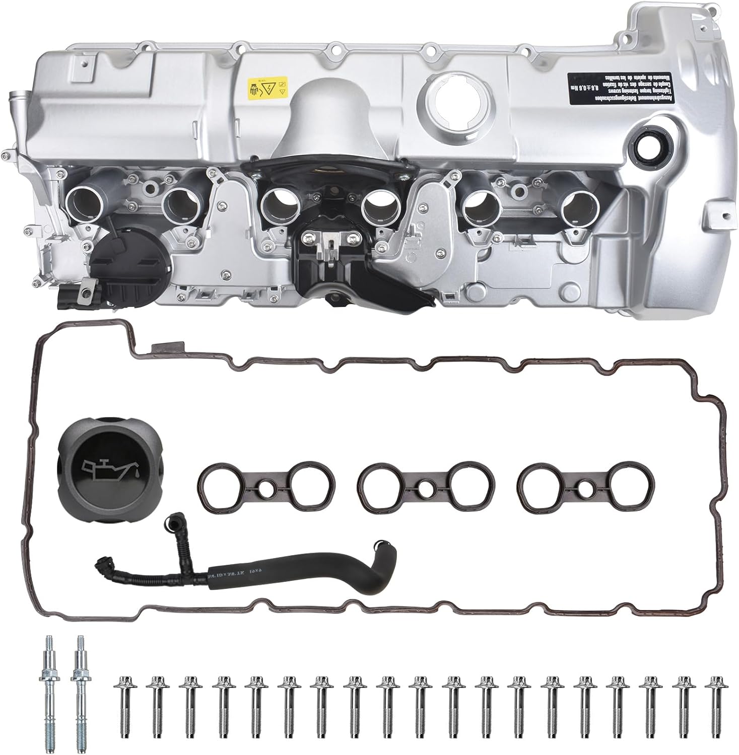 Aluminum Engine Valve Cover Kit Compatible with 2006-2013 BMW 125i 128i 130i 328i 528i xDrive 528xi X3 X5 Z4 N52 2.5L 3.0L Replace 11127552281