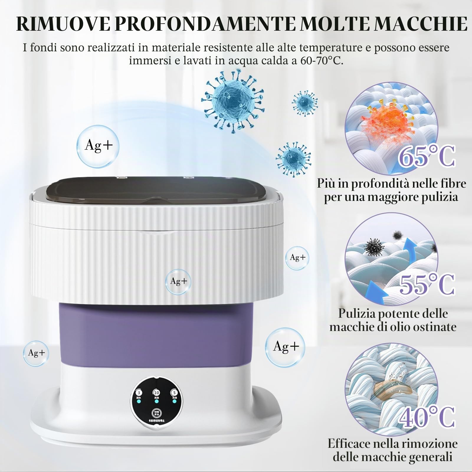 LIROPAU Mini lavatrice portatile, 15 l, con centrifuga | pulizia profonda della biancheria intima, abbigliamento per bambini, calzini per appartamenti, dormitori, viaggi, turistica