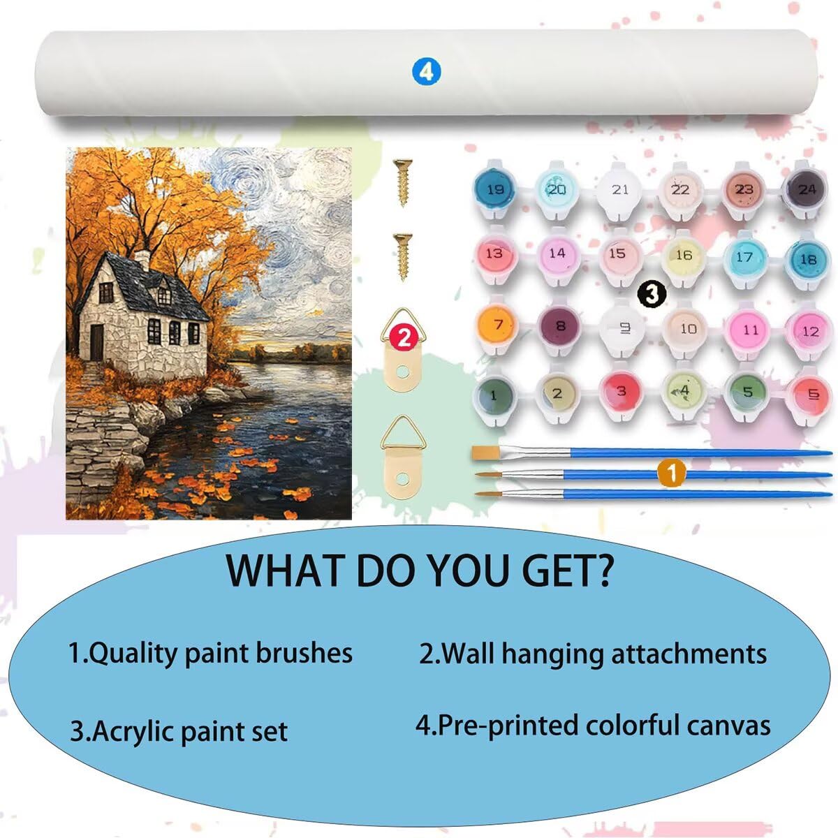 Kit De Pintura Por Números De Navidad – Lienzo 20x40 Cm Con Acrílicos Y Pinceles, Ideal Para Adultos Y Principiantes