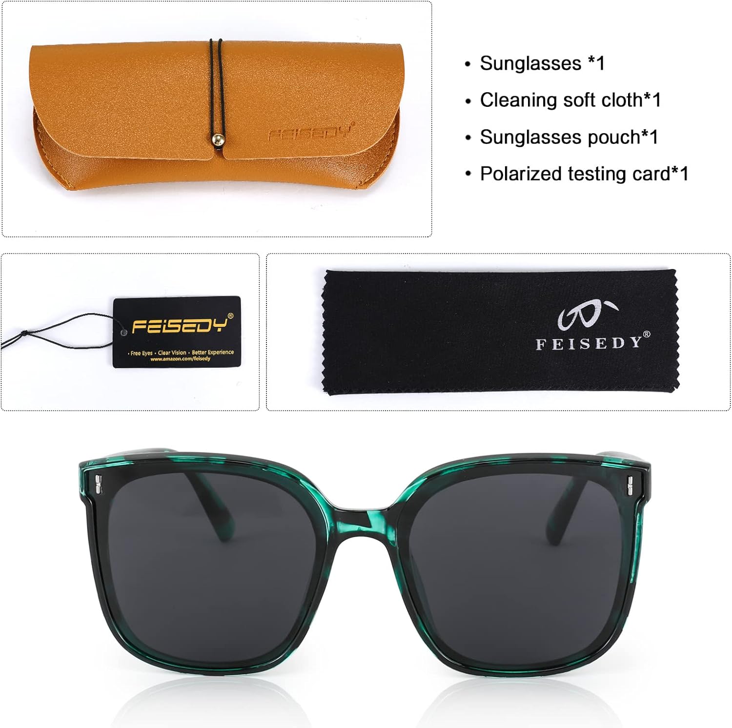 FEISEDY Women Oversized Vintage Polarized Sunglasses Square Cute Trendy Classic Simple Men B2758 - Image 7