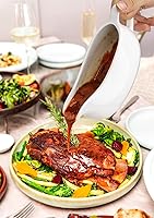 Vista 6 de Nucookery - Salsera grande de 14 onzas con asa ergonómica - Salsera blanca de porcelana fina con pico antigoteo para gravy, salsa caliente, aliño