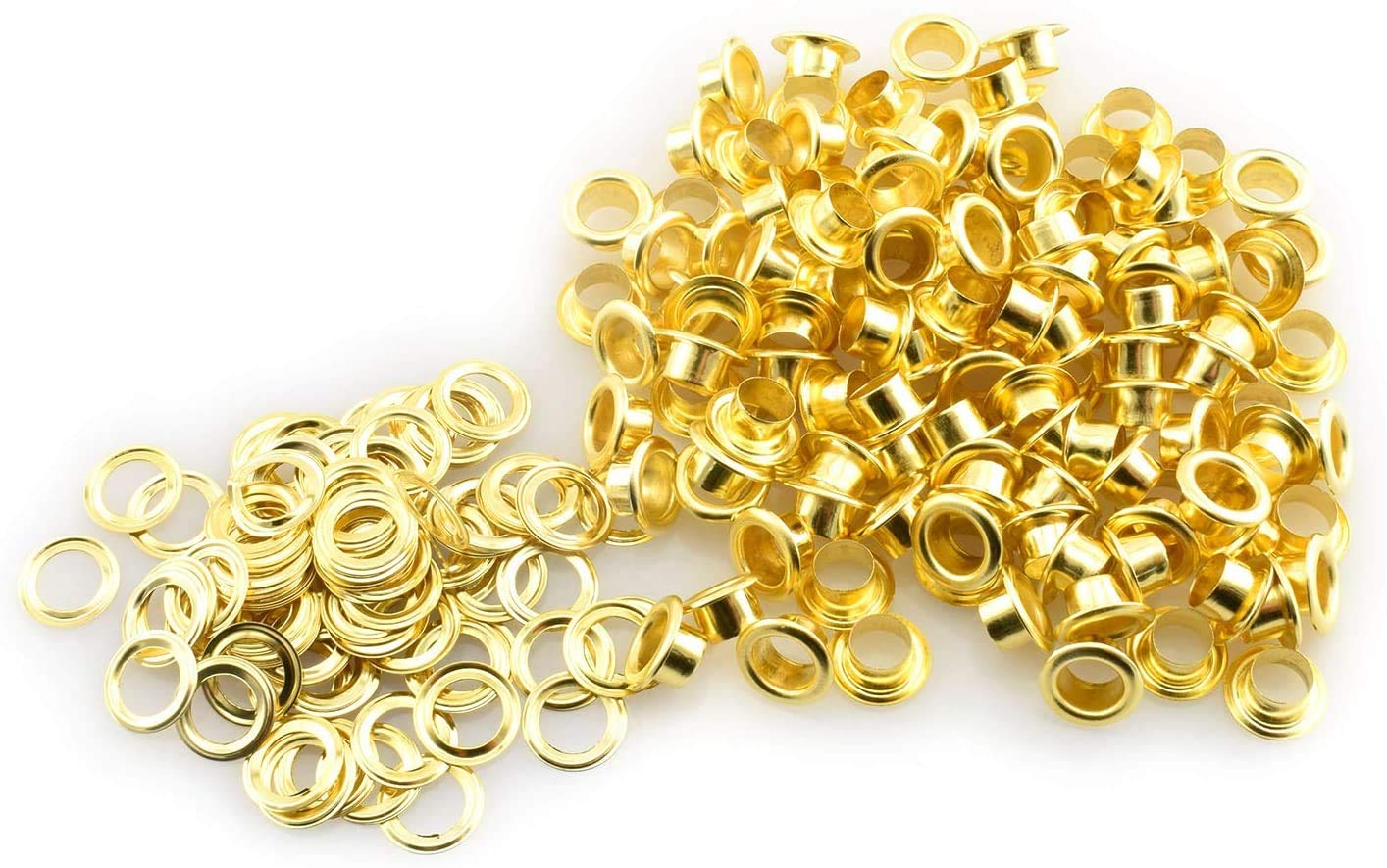 Sbest 1/4" Hole Size 100 Sets Tone Metal Grommets Eyelets with Washers for Bead Cores, Clothes, Leather, Canvas(6mm, Gold)