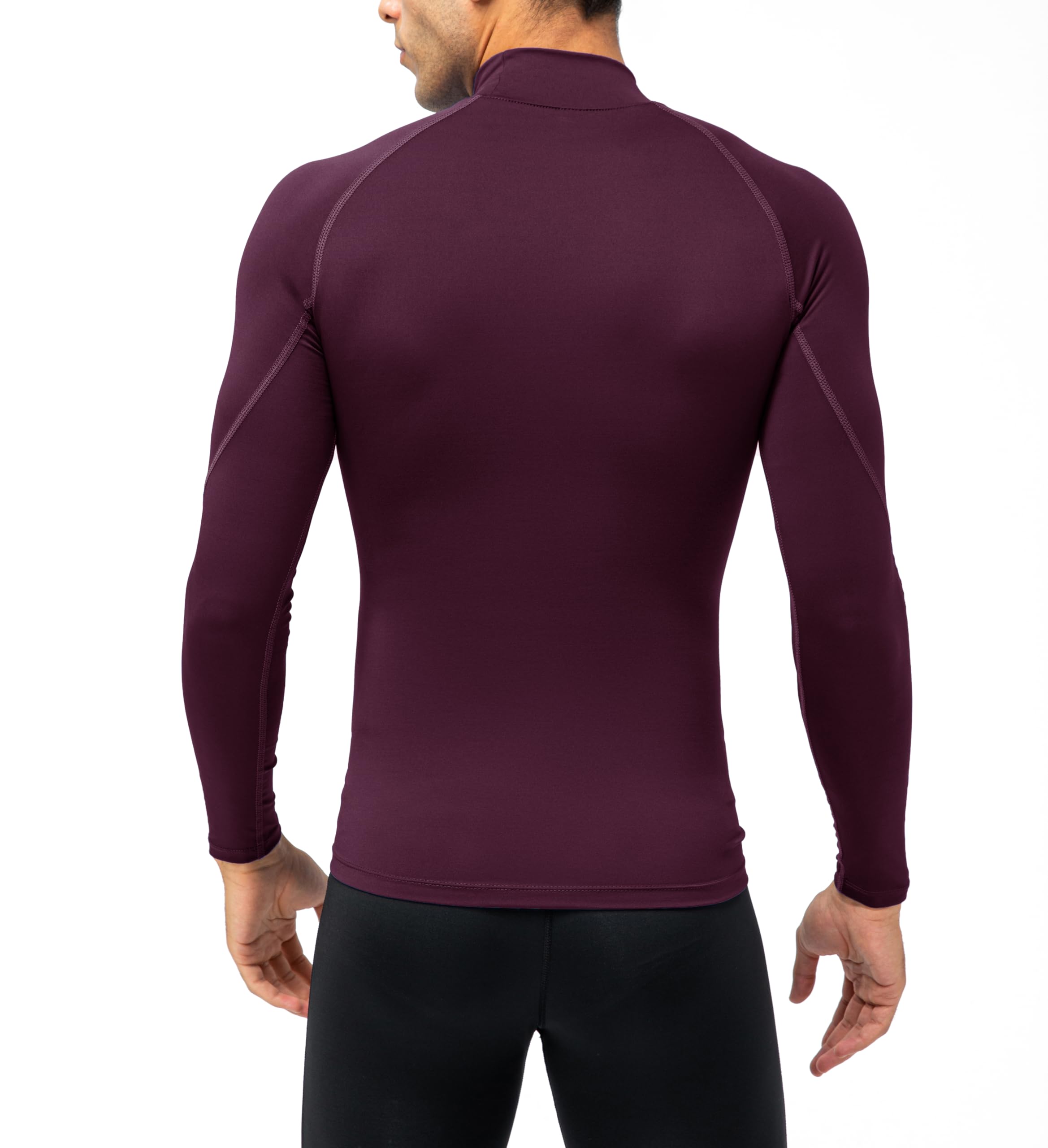 Camisetas de compresión para hombre, de manga larga, para entrenamiento, gimnasio, deportes activos, capas base, Vino 3