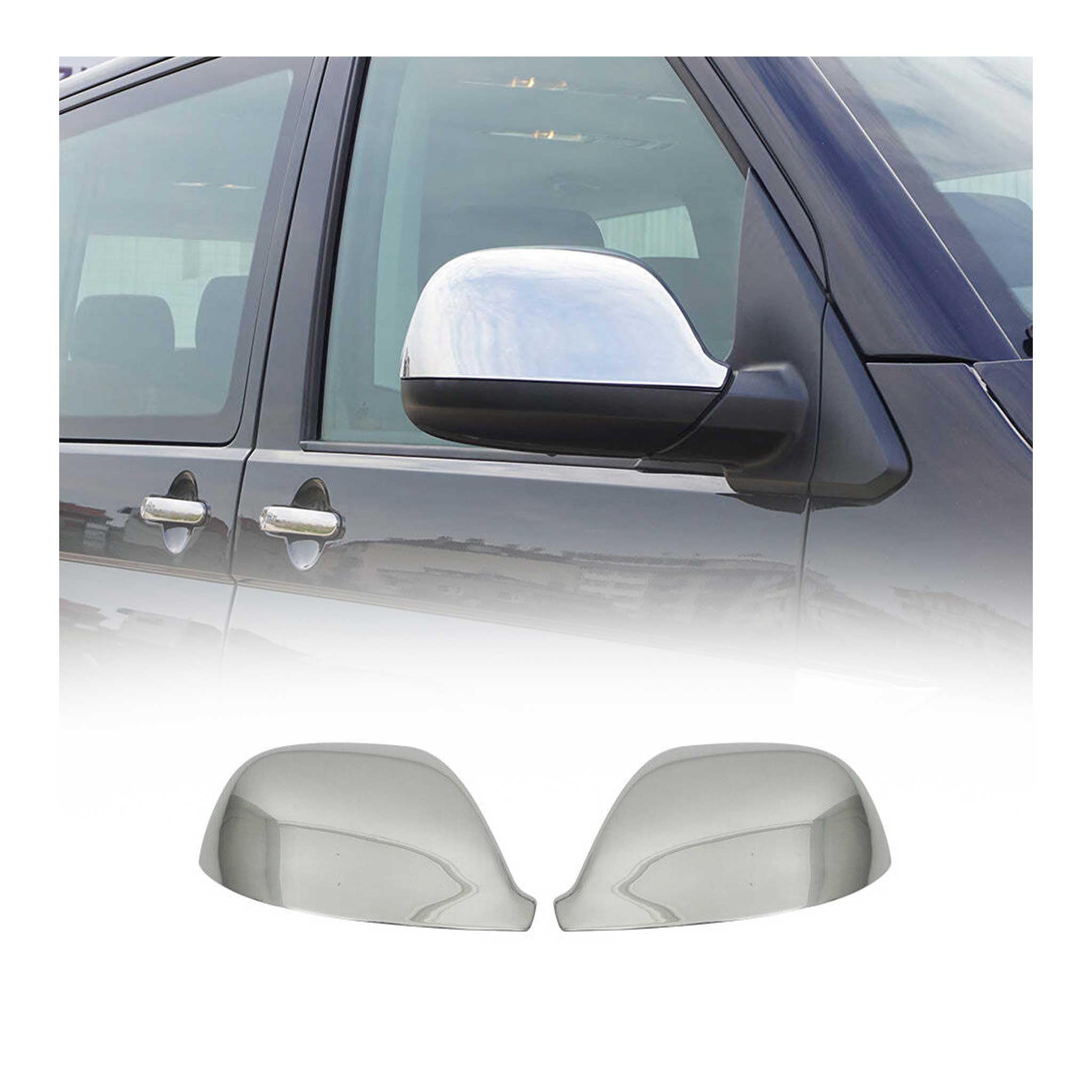 OMAC Nakładki na Lusterka Spiegelabdeckung kompatybilny z VW Transporter T5 2010-2015 Stal Nierdzewna Srebrny
