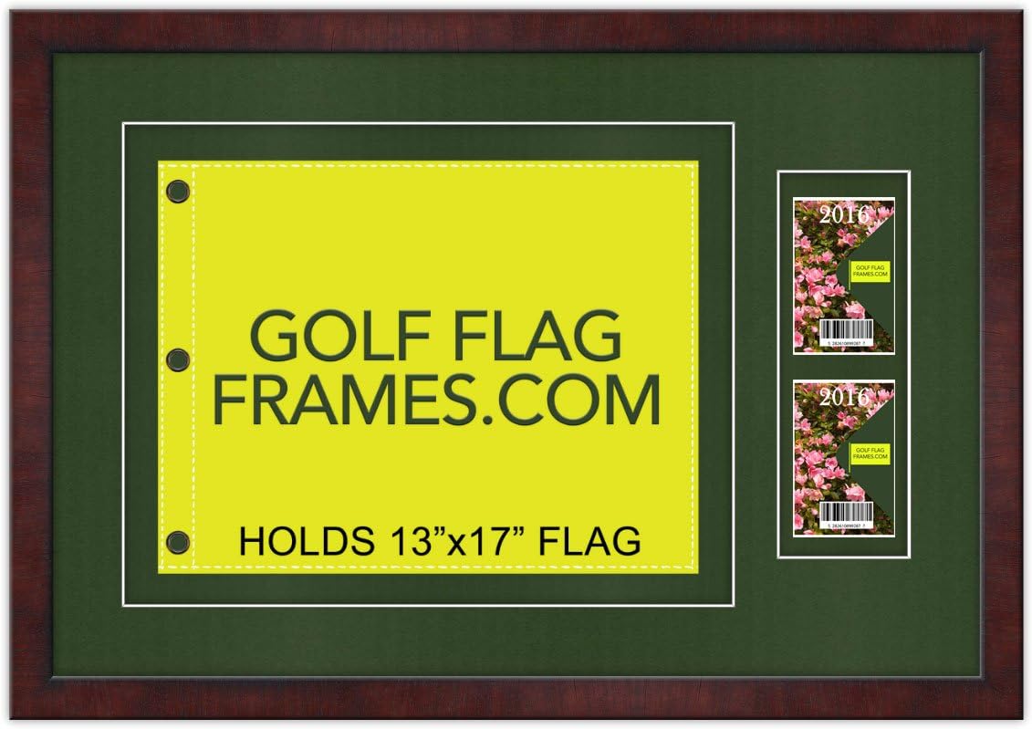 Masters Special 20x29.5 Brown Golf Flag Ticket Badge Frame, brn-008, NEW Fairway Green Mats (float mount; perfect for 13x17 Master's Golf Flags; flag not incl)